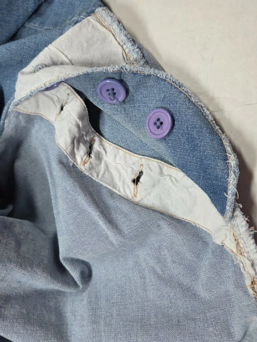 Crazy Horse Womens Mini Skort Petite 12 Blue Denim Stretch‎ Button Zip Vintage